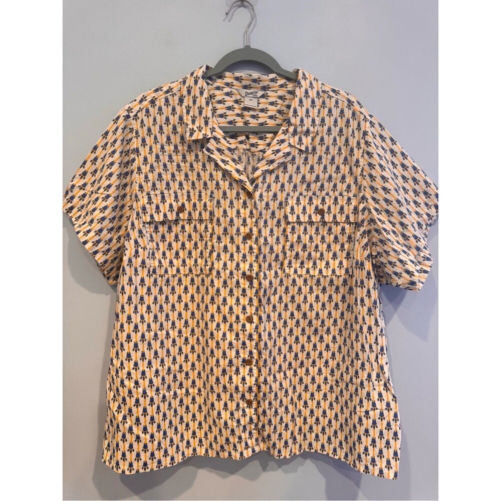 Duluth Trading Co Hemp Organic Cotton Ikat Button Down 3X